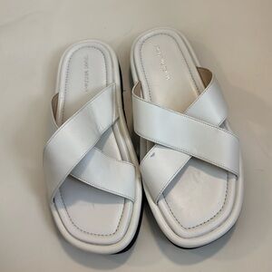 Stuart Weitzman Slide Sandals Women's Leather Slip-On Casual Open Toe